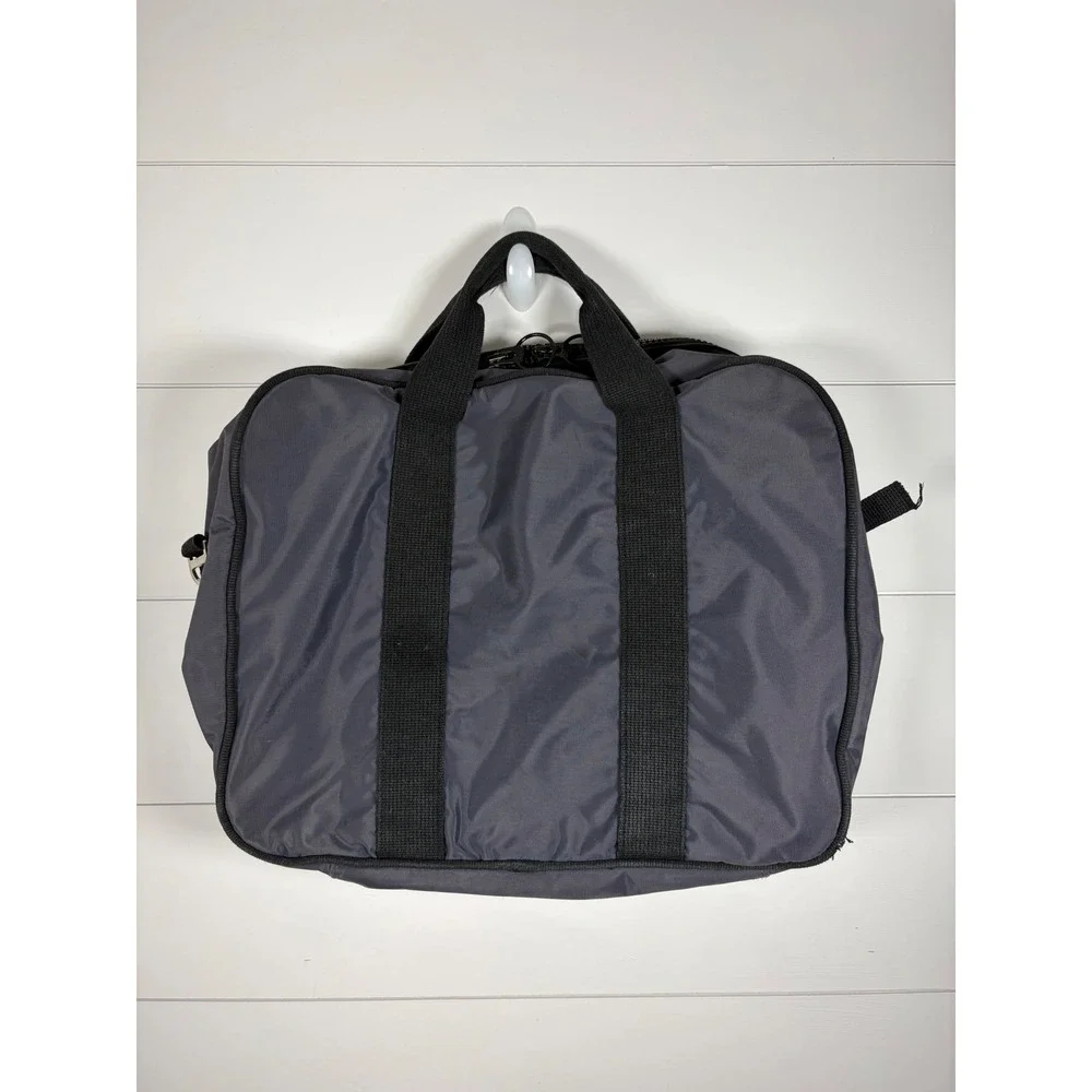 Vintage 90s Lands End Lighthouse Gray Nylon Bag Double Handle Work Travel READ